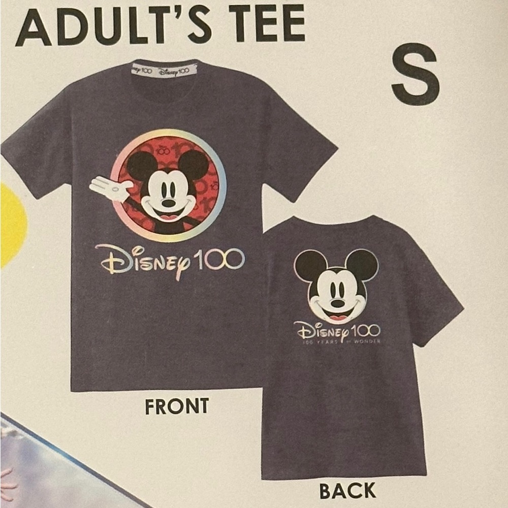 Disney 100th anniversary adult size small 2 sided graphic T-shirt BluishGrey NWT - Picture 5 of 9